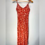 Nasty Gal  Ditsy Floral Midi Dress Orange Red Cottagecore Fairy Romantic Coquette Photo 8