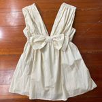 BUCKET LIST Darcy Cream Big Bow Deep V Babydoll Coquette Mini Dress Photo 9