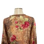 Christina Makowsky Caftan Kimono Top Blouse Paisley Floral Print Brown‎ Tan Brown Photo 8