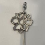 Chico's Chico’s Floral Silver Tone Metal w/ Clear Diamanté Statement Hat/Jacket Pin EUC Photo 3