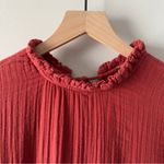 Free People  100% Cotton Terracotta Mini Dress gauze fabric keyhole tie ruffle S Photo 9