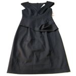 Black Halo NWT Dame in Black Peplum Side V-neck Tailored Stretch Sheath Dress 6 Photo 2