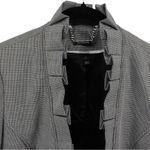 White House | Black Market WHBM Micro Check Ruffle Trim 3/4 Sleeve Lightweight Career Blazer Size 6 Photo 2