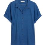 Madewell  Chronicle Denim Blue Jean Dot Shirt Boho Embroidered Top ~ Women's XS Photo 3