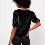 Loft  V-Neck Puff Sleeve Velvet Top Charcoal Gray S Photo 1