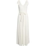 Donna Ricco New York Women's White Belted Bow Shoulder Lined V-Back Maxi Dress Photo 2