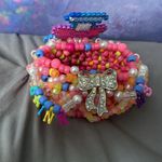 “Drink Me” Bow Pink Alice n Wonderland 3D Kandi Cuff for Music Festivals EDC Photo 2