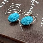 Handmade Vintage Cabochon Earrings – Turquoise Blue Stainless Steel Photo 2