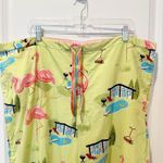 Nick & Nora VTG  Womens Retro Pink Flamingo Pants Size Large Capris Loungewear Photo 1
