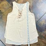 Iris  Cream Sleeveless Lace Up Tank Top Medium Photo 5