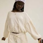 Aerie  Ivory White Endless Summer Cropped Sweatshirt Photo 0