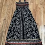 Angie  Women's Printed Smocked Bodice with Halter Strap Maxi Dress. Size Small Photo 9