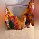 Orange and Blue Tropical Puff Sleeve Ruffled Crop Top summer beach resortwear Photo 8