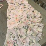 Mac Duggal IEENA FOR 
Light Pink Floral Print Asymmetrical Ruffle Hem Dress Photo 5