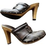 Michael Kors  Leather Studd Wood clogs Luggage Brown Platform Heels Womens Size 4 Photo 0