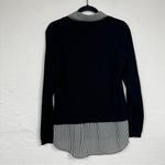 Adrianna Papell Black Sweater Striped Button Down Shirt Layered Womens S Preppy Photo 10
