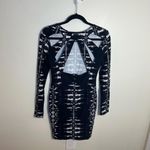 Parker Womens Mariel Psych Cutout Mini Long Sleeve Dress Size Large Navy Blue Photo 9