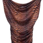 Princess Polly HARLAN RUCHED MINI DRESS BROWN TIGER PRINT SIZE 0 Photo 2