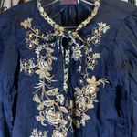 Johnny Was  Navy Blue Embroidered Top Size S Photo 1