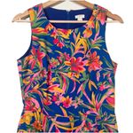 J Crew Floral Shift‎ Dress ($118) Size 2 Tropical Floral Resort Palm Leaf Preppy Blue Photo 2