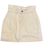 Free People  Off-White Denim Paper Bag Mini Skirt Size 2 Photo 0