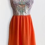 Flying Tomato  Boho Embroidered Bustier Corset Top Orange Summer Dress Small Photo 0
