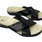 Liz Claiborne  Alisa black leather criss cross strap slip on comfort sandals 7.5 Photo 0