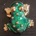 Kenneth Lane Vintage Green Enamel Frog Stud Earrings Photo 5