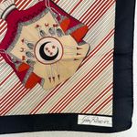 Vintage Gim Renoir Scarf Accessorize Sword Red Cream Black Printed Crest Photo 4