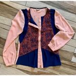 Esley Vintage  Boutique Pink Patterned Button Up Shirt Blouse small Photo 0