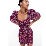 ZARA  Floral print ruched puff sleeves mini dress sweetheart neck ditsy Size XS Photo 1