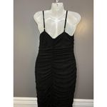 Club L London Dress Womens 10 Black Ruched Bodycon Midi Spaghetti Strap Made UK Photo 8