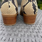 Marc Fisher  Beige Animal Print Snake Stacked Heel Leather Chelsea Booties 7M Photo 5