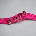 Source Unknown Rave Hot Pink Wide Braided Leather Gold Tone Bracelet Photo 1
