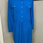 Ralph Lauren Lauren  Petite Royal Blue Dress Button Down Drawstring Size 12 P Photo 0