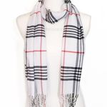 White Plaid Black Red Grid Print Wrap Scarf New Photo 3