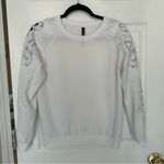 Women’s European white sweatshirt​ with accent sleeves size small Photo 1