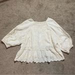 Altar'd State Arula Blouse Womens X 1X Ivory Lace Boho Peasant Top Peplum Victorian Flowy Photo 7