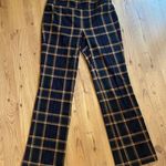 Navy and Yellow Plaid Slight Flare Small Trousers Blue Photo 0