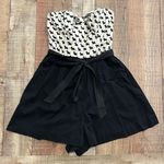 Maeve  Anthropologie Scottie Dog Strapless Romper Black White Size 6 Scotty Photo 0