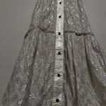 Free People  Romantics Tuxedo Halter Top Size S Collared Ruffle Metallic Photo 1