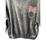 Disney Womens  Top Size M Gray Velour Pullover Minnie Silhouette Long Sleeve NWT Photo 3