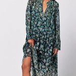 Free People Bohemian See it through Maxi Dress Twilight Floral Small Retro 70s Photo 9
