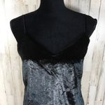 Topshop Glitter Velvet Mini Slip Dress Black LBD 2 Shimmer Sparkle Velour Photo 3