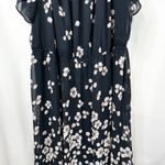 Sandra Darren Plus Size 20W Dress Navy Floral Short Sleeve Smocked Midi 1284 Photo 8