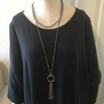 Necklace Glass Beads w/ Gold Ring & Seed Glass Bead Tassel 150 cm LONG NEW Photo 2