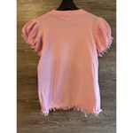 THML Women S Top Tee Shirt Blouse Flutter Raw Hem Sleeve Barbie Pink Preppy Knit Photo 6