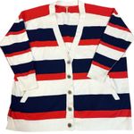 Free People  League Of Her Own Cardigan Sweater Americana Stripes Preppy Large Photo 2