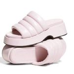Ganni  WOMEN'S VEGEA  LEATHER PLATFORM
PUFFY SLIDE SANDALS - PALE LILAC size 8.5 Photo 0
