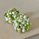 Bouquet Green White Seashell Cluster Earrings Vintage “Beatrix” Screwback Cottagecore Jewelry Photo 2